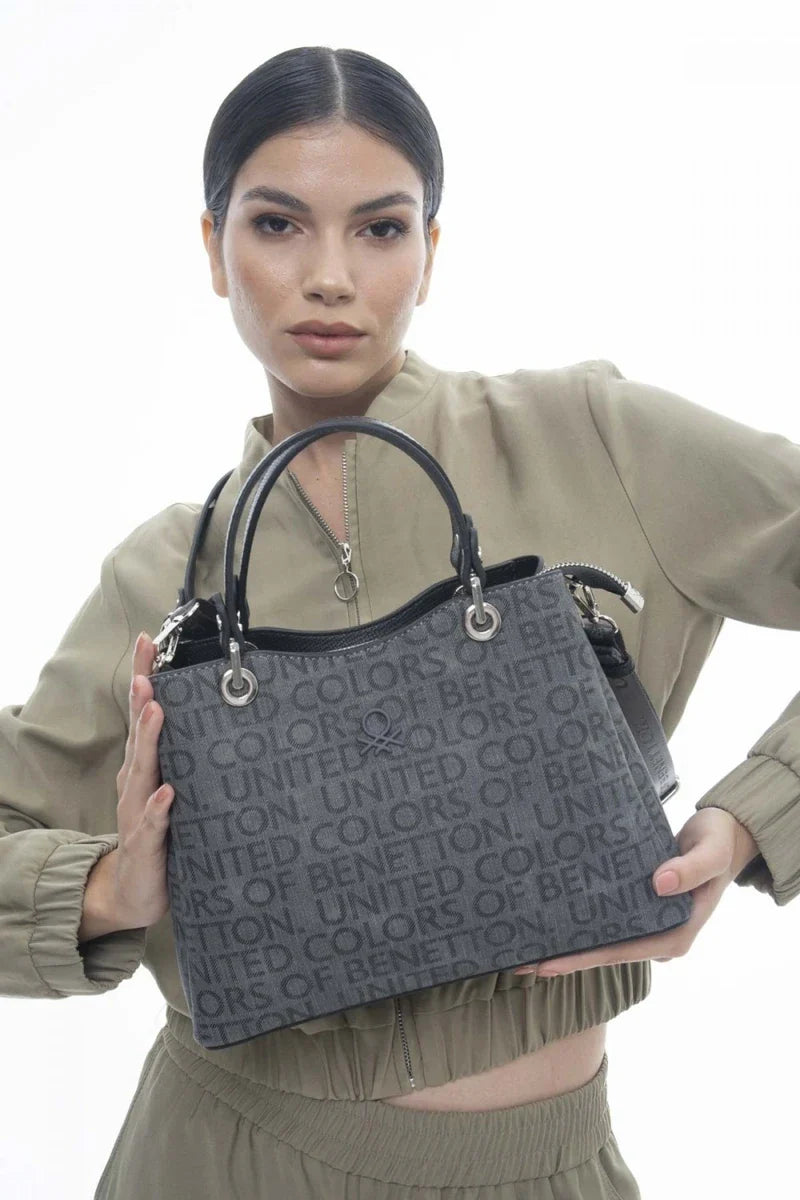Benetton Monogram El Çantası Gri