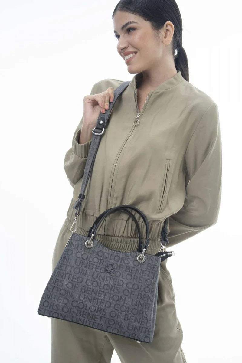 Benetton Monogram El Çantası Gri