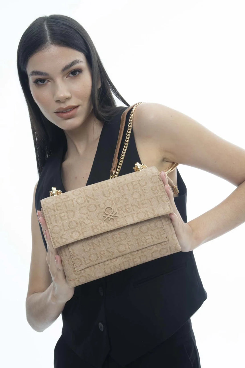 Benetton Zincir Detaylı Omuz Çantası Ten