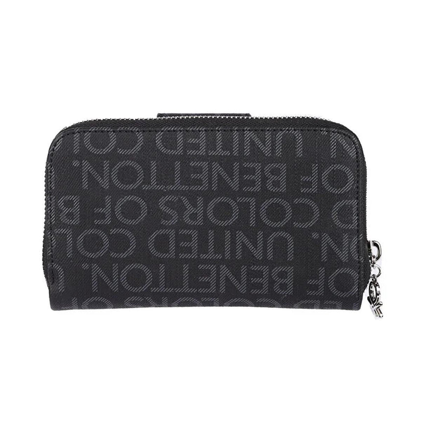 Benetton Monogram Baskılı Çıtçıtlı Cüzdan Siyah