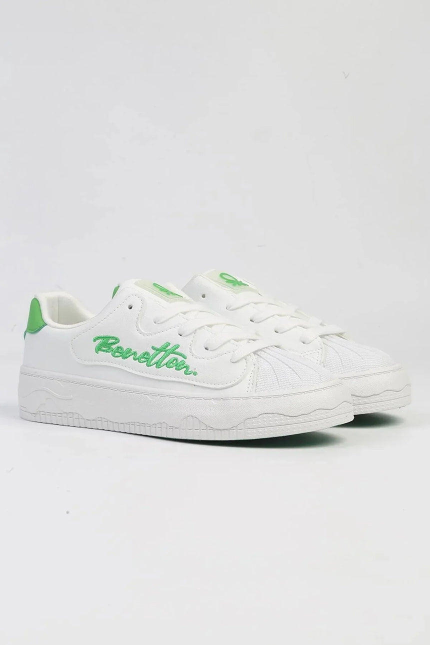 Benetton Platform Topuk Sneakers Beyaz - Yeşil