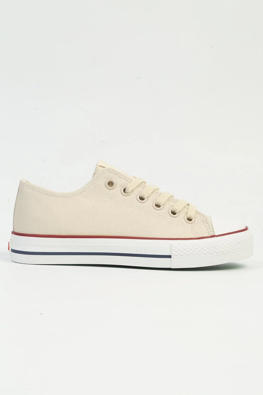 Benetton Bağcıklı Suni Deri Sneakers Bej