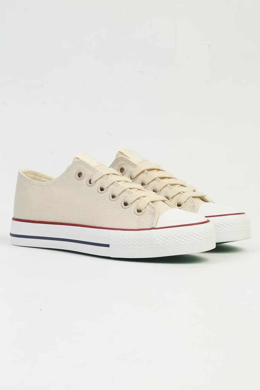 Benetton Bağcıklı Suni Deri Sneakers Bej