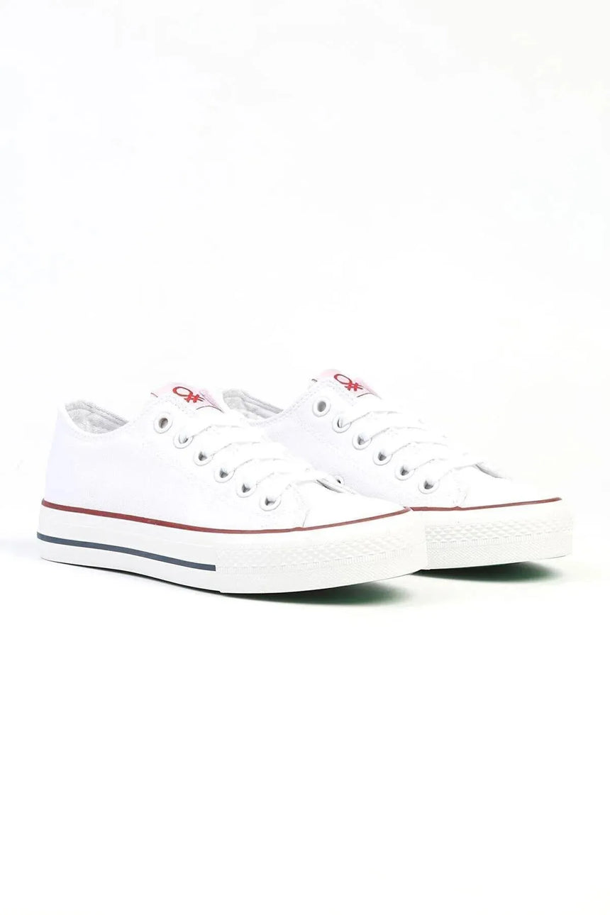 Benetton Bağcıklı Suni Deri Sneakers Beyaz