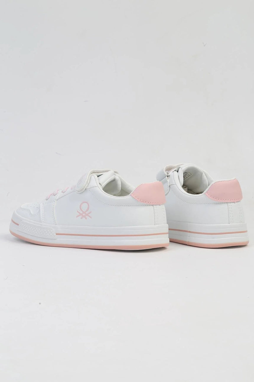 Benetton Logolu Çocuk Sneakers Beyaz - Pudra
