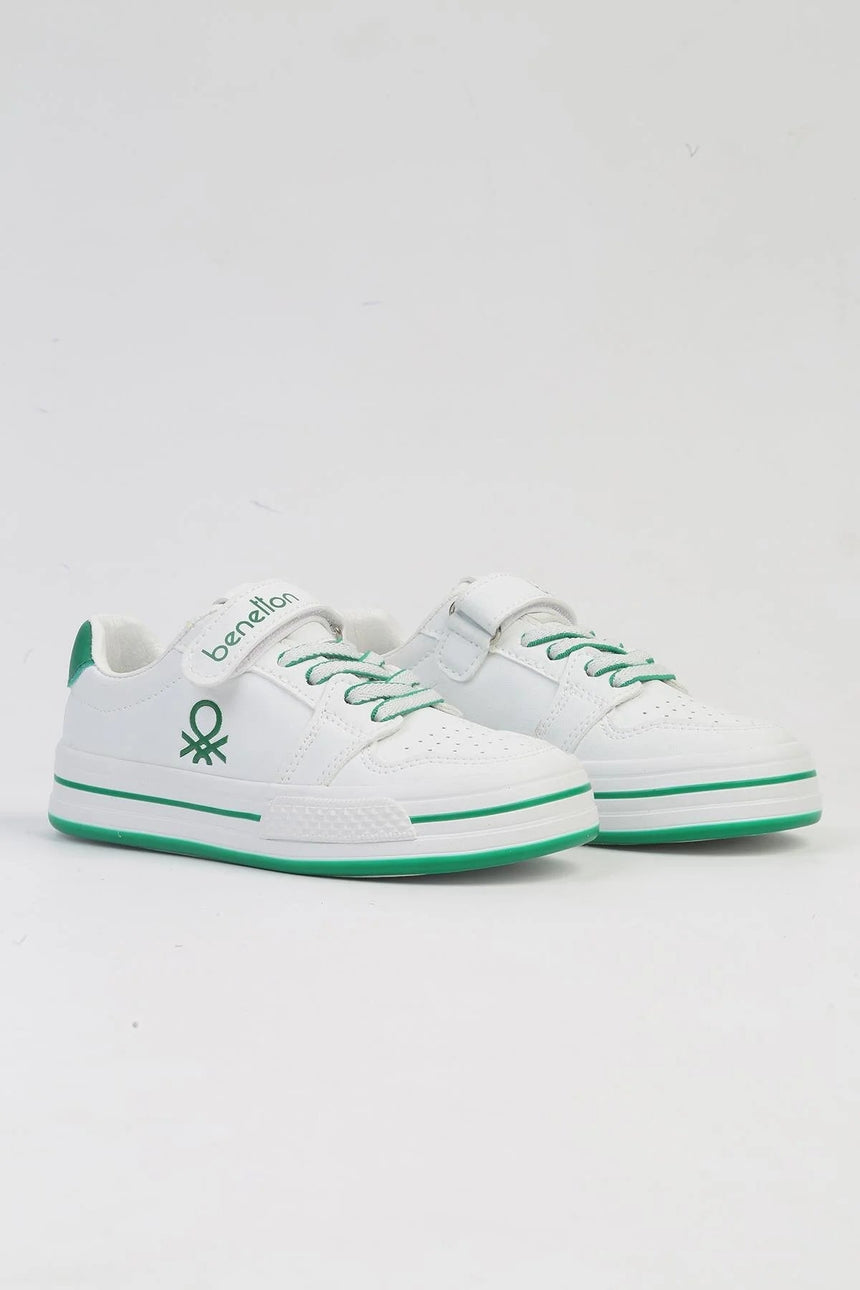 Benetton Cırtcırt Detaylı Çocuk Sneakers Beyaz - Yeşil