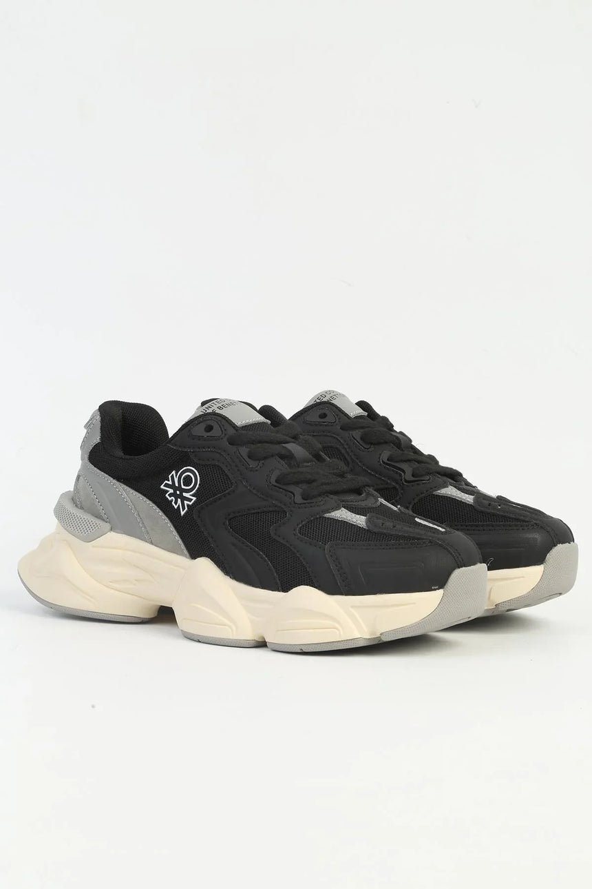 Benetton Logo Detaylı Bağcıklı Sneaker Siyah