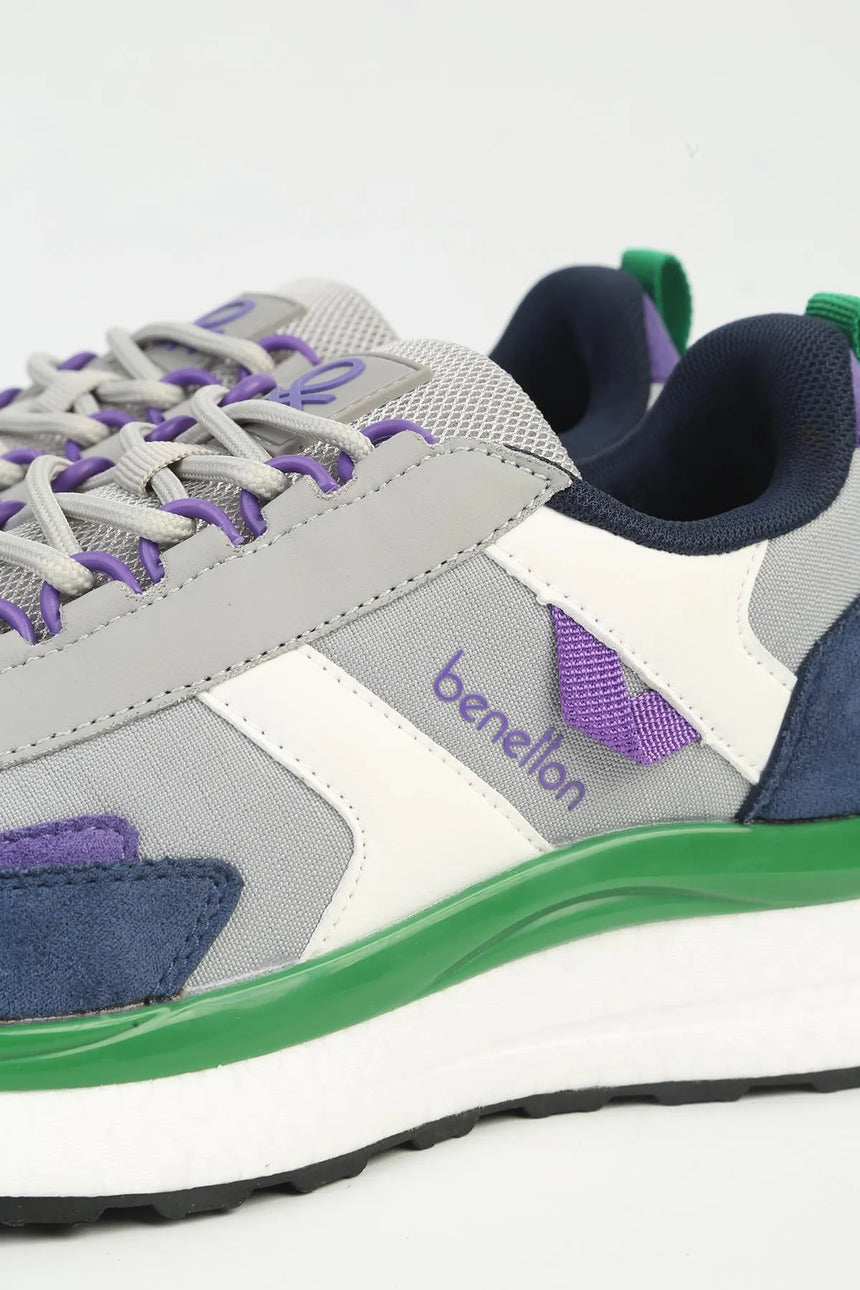 Benetton Logo Detaylı Bağcıklı Sneaker Gri