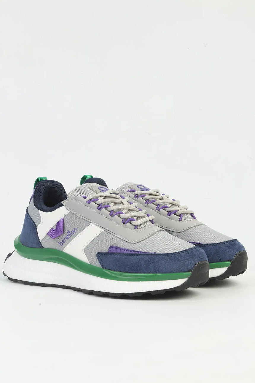 Benetton Logo Detaylı Bağcıklı Sneaker Gri