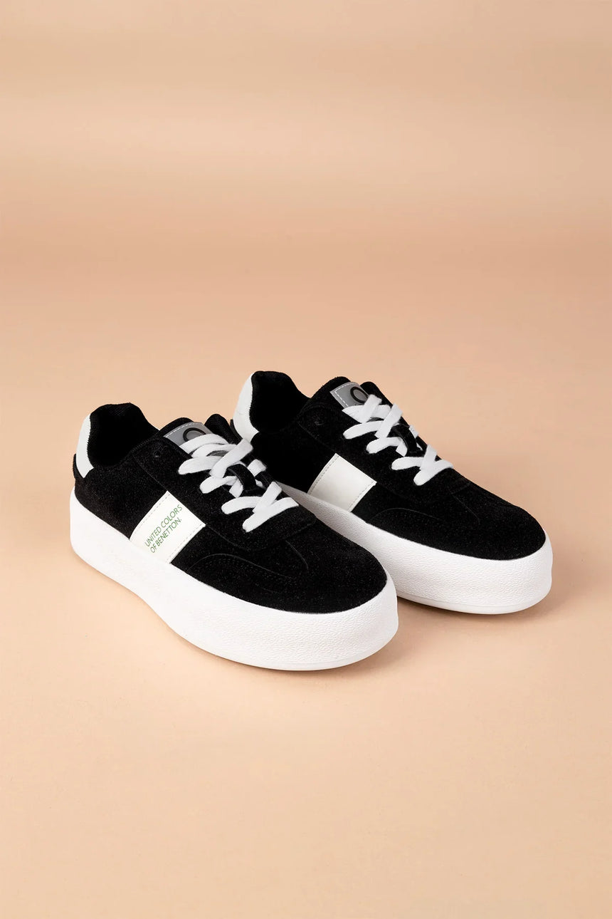 Benetton Kalın Tabanlı Sneaker Siyah - Beyaz