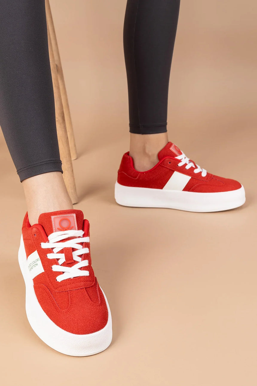 Benetton Kalın Tabanlı Sneaker Kırmızı - Bej