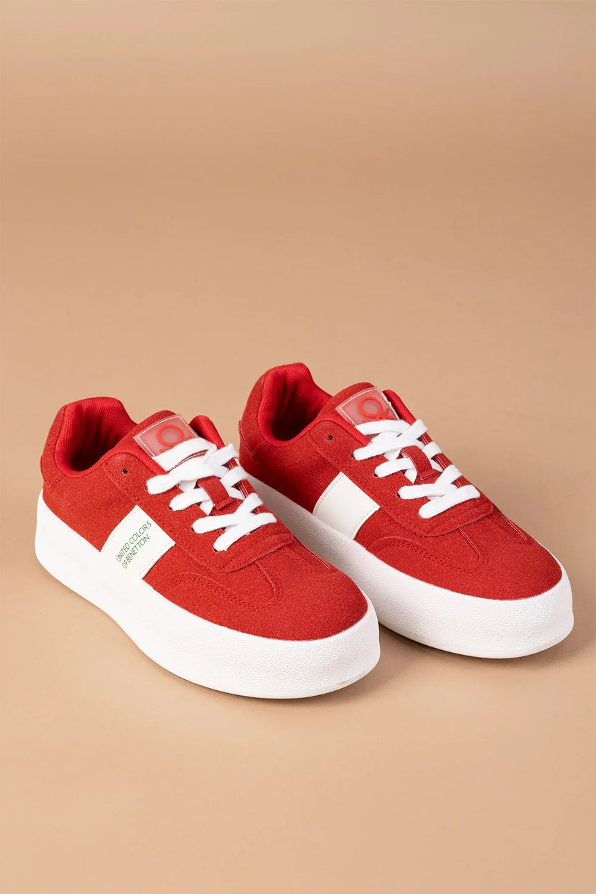 Benetton Kalın Tabanlı Sneaker Kırmızı - Bej