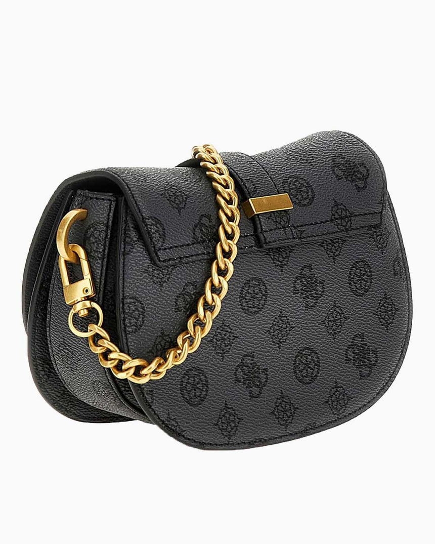 Guess Kuba Compartment Zincirli Logolu Çapraz Askılı Çanta Charcoal Logo