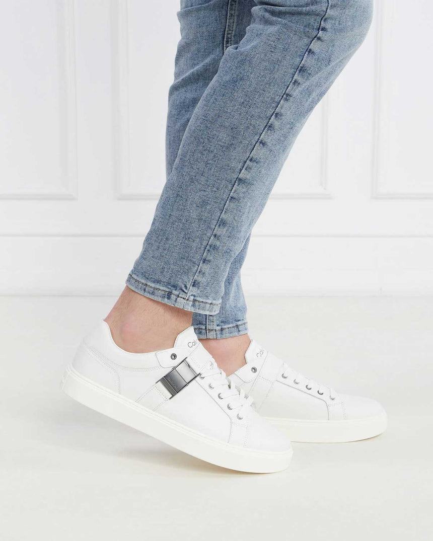 Calvin Klein Low Top Lace Up W/ Iconic Plaque Erkek Sneaker Triple White