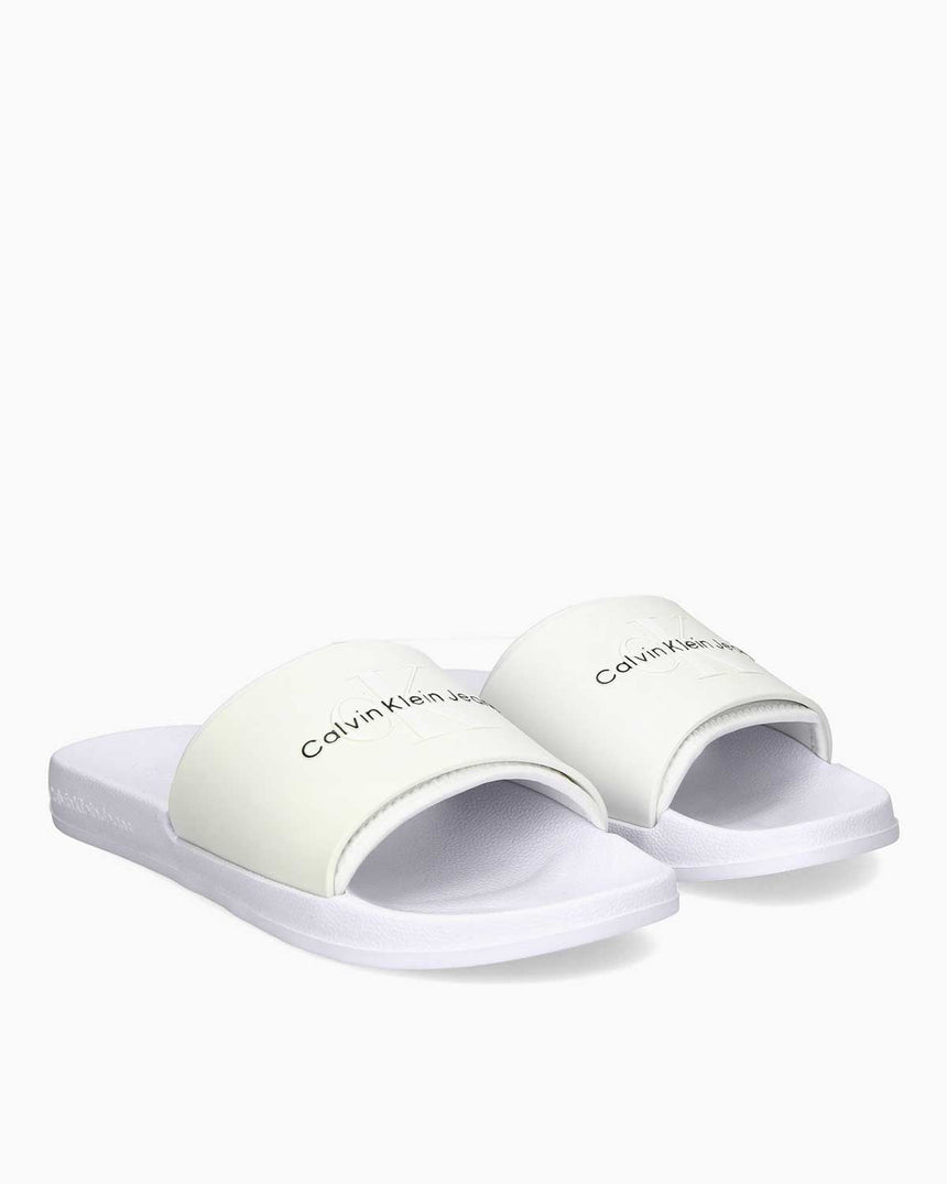 Calvin Klein Slide Rubber Neopren Monogram Slide Terlik Bright White