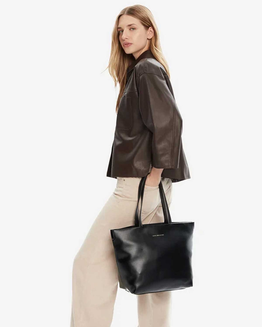Tommy Hilfiger Logotape Kadın Tote Çanta Black