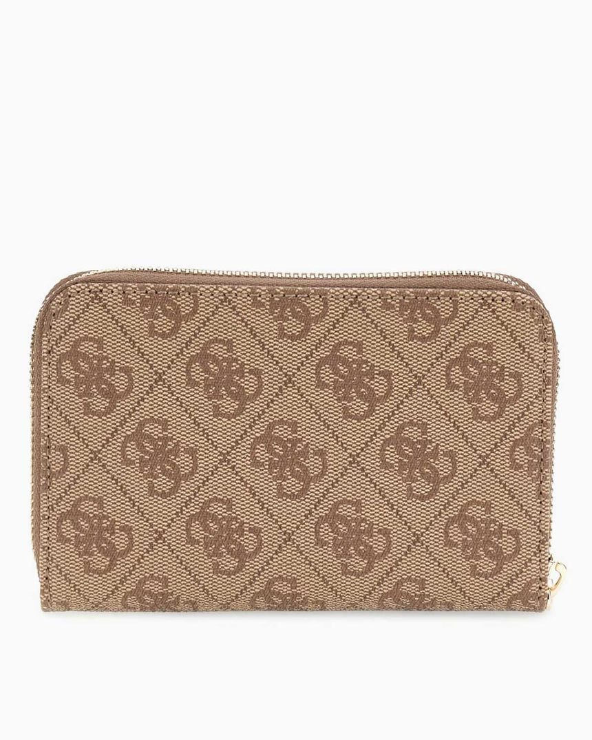 Guess Access Orta Boy Fermuarlı Kadın Cüzdan Latte Logo