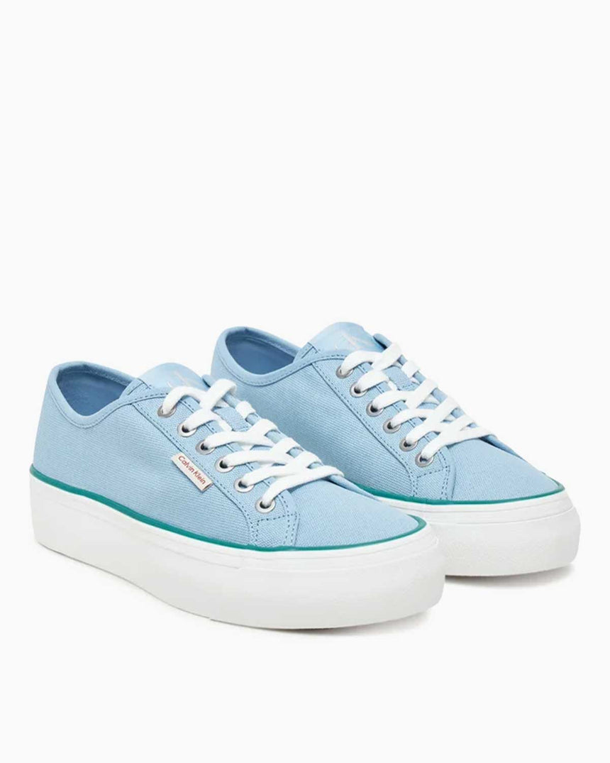 Calvin Klein Graz Flatform Logo Etiketli Kadın Pamuk Sneaker Cool Blue/Wild Green