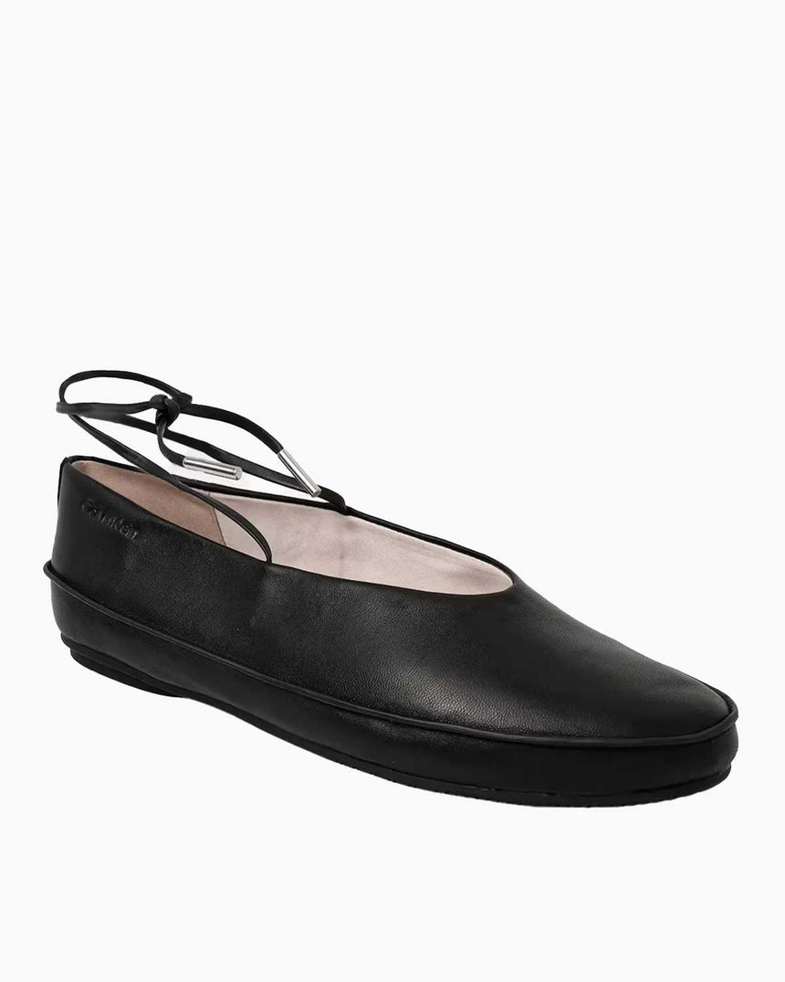 Calvin Klein Cali Şeritli Mary Jane Deri Balerin Ayakkabısı CK Black