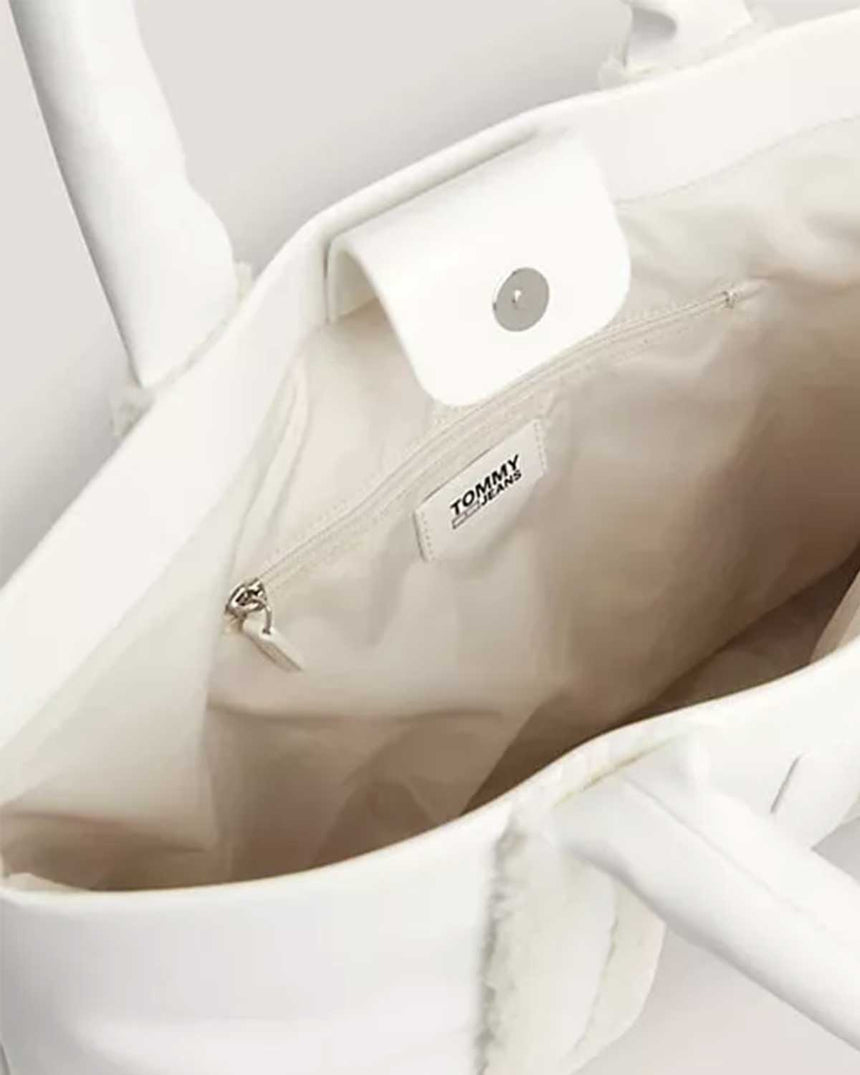Tommy Hilfiger Cosy Up Med Tote Omuz Çantası White