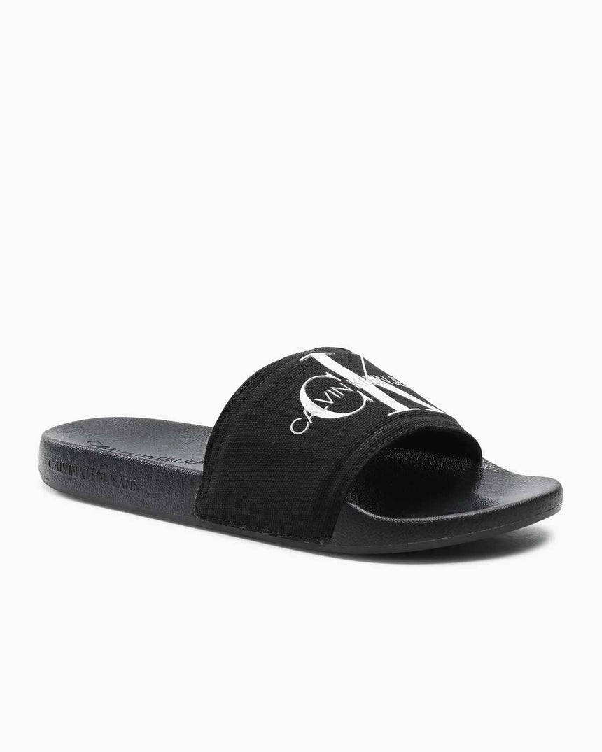 Calvin Klein Slide Monogram Erkek Terlik Black/Bright White