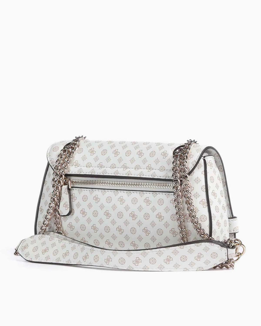 Guess Eliette Flap Logo Omuz Çantası White Logo