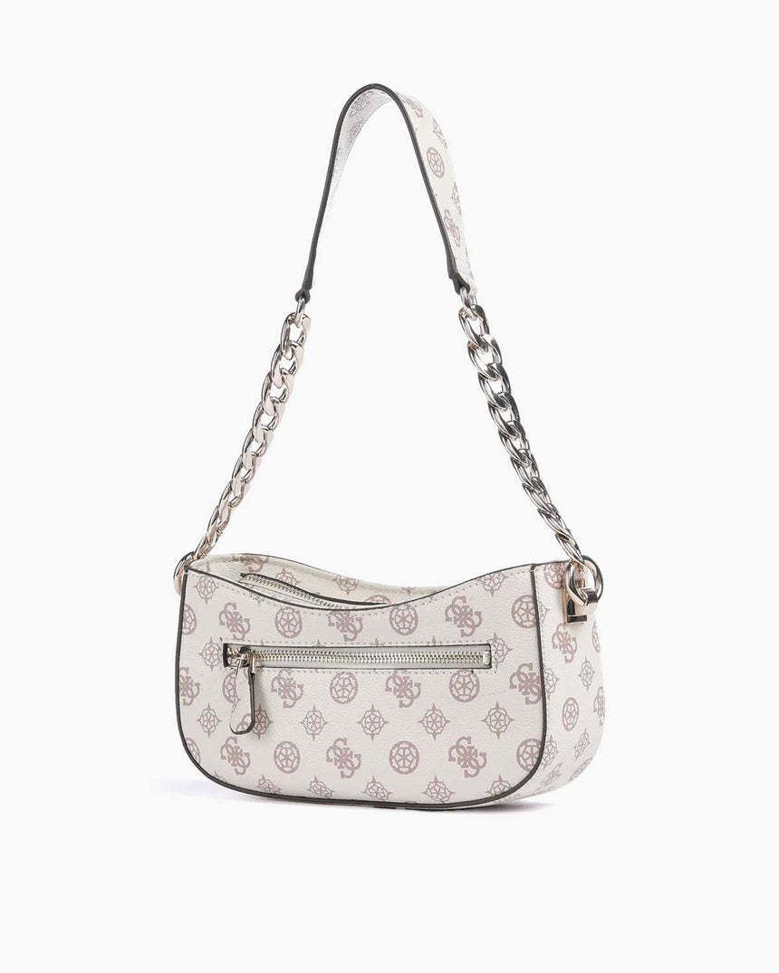 Guess Evelune Top Zip Shoulder Bag El Çantası Cream Logo