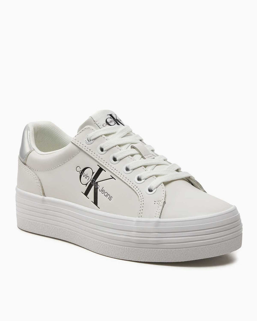 Calvin Klein Flatform Lace Up Sneakers Bright White/Silver