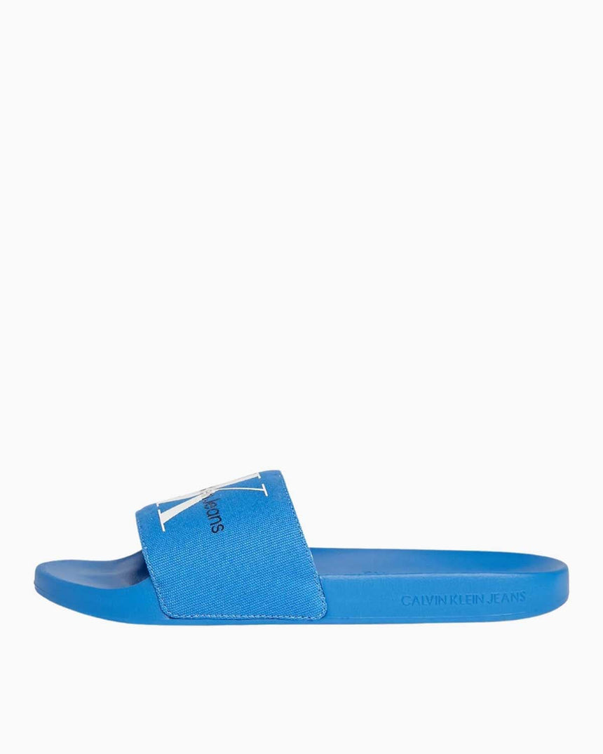 Calvin Klein Slide Monogram Erkek Terlik Vibrant Blue/Bright White