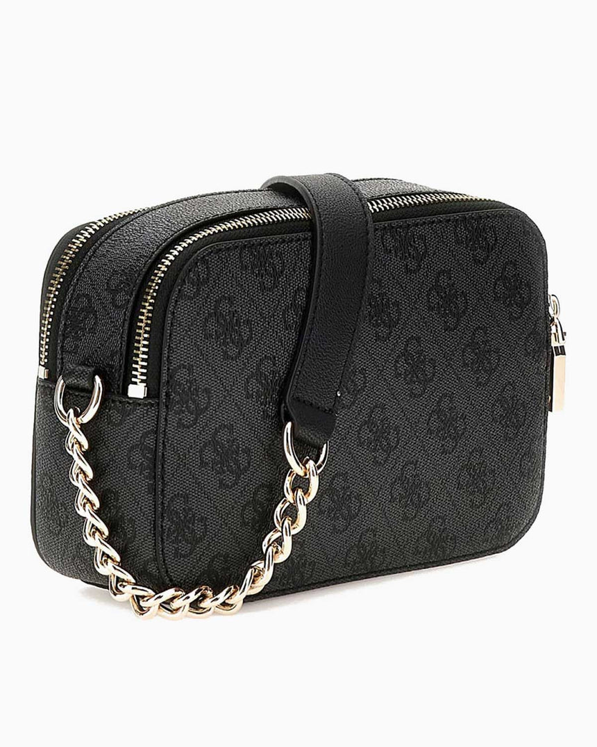 Guess Noreen Mini Sling Zincir Detaylı Çapraz Askılı Çanta Coal Logo