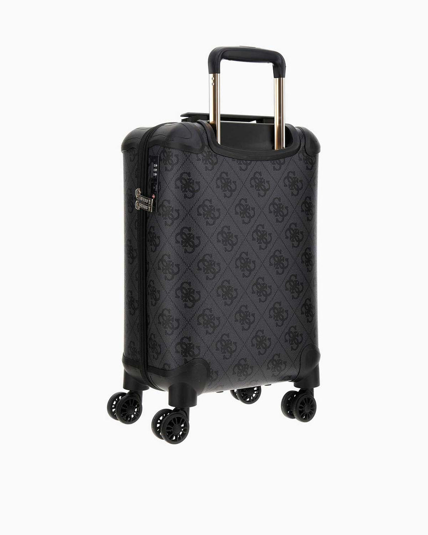 Guess Berta 18 In 8-Wheeler Monogram Desenli Kabin Boy Valiz Coal Logo