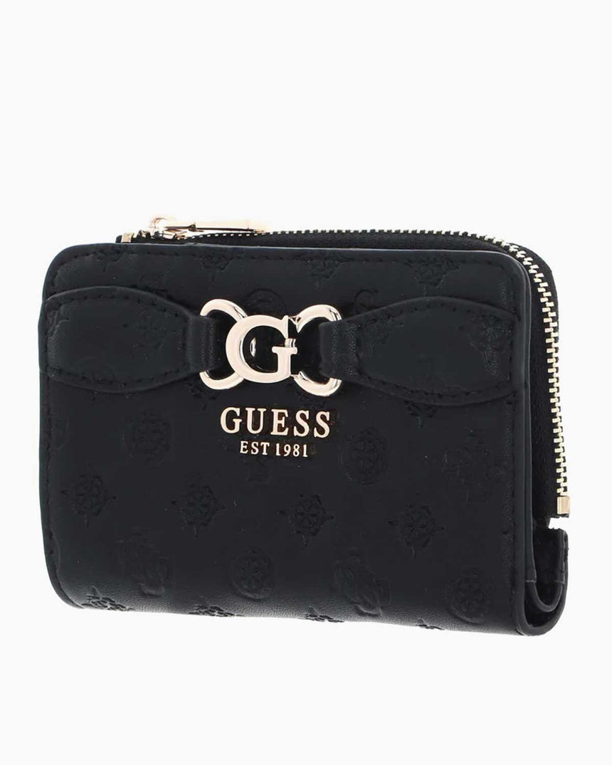 Guess Arlena Logo Zip Around Medium Cüzdan Black Logo