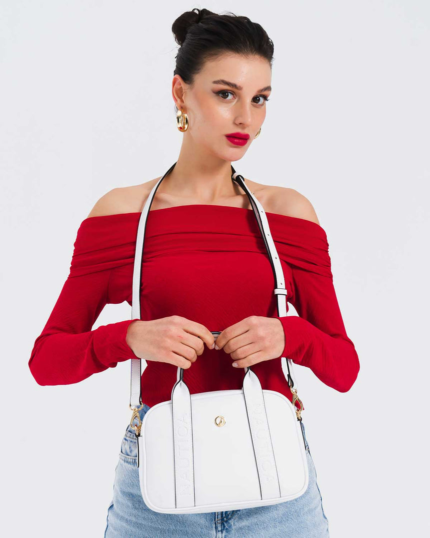 Nautica Ladies Logolu El Çantası Beyaz