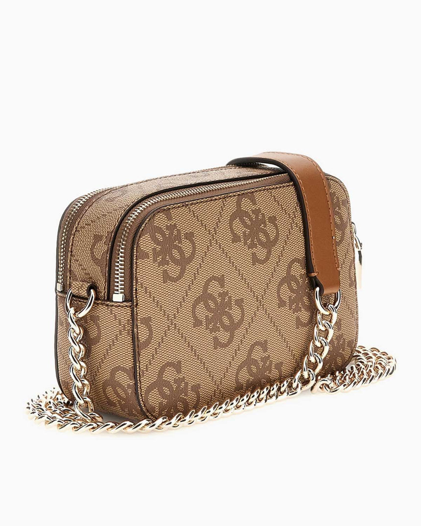 Guess Izzy Monogram Baskılı Camera bag Latte Logo