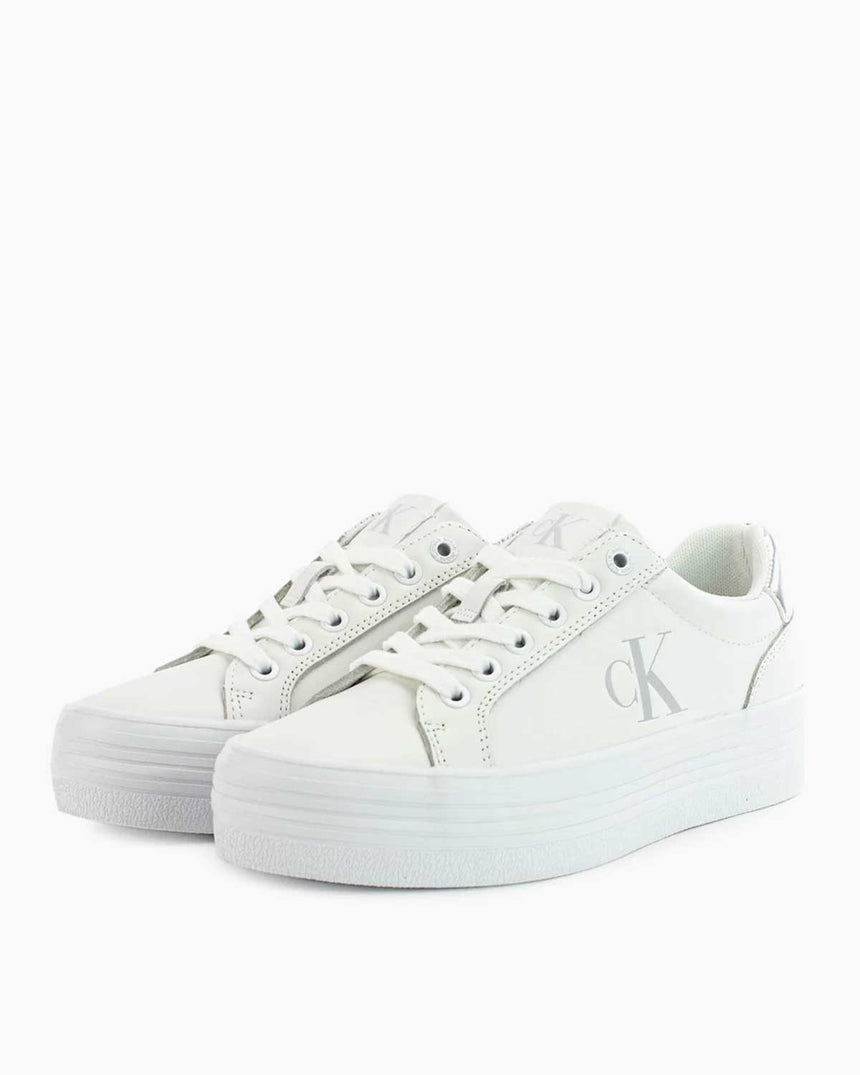 Calvin Klein Jeans Bold Flatform Lace Up Sneakers Bright White/Silver