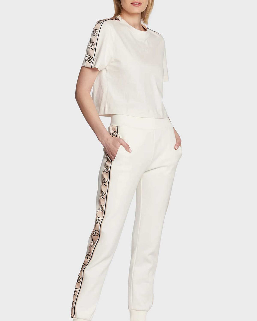 Guess Logo Şeritli Bisiktlet Yaka Tshirt Ocean Salt