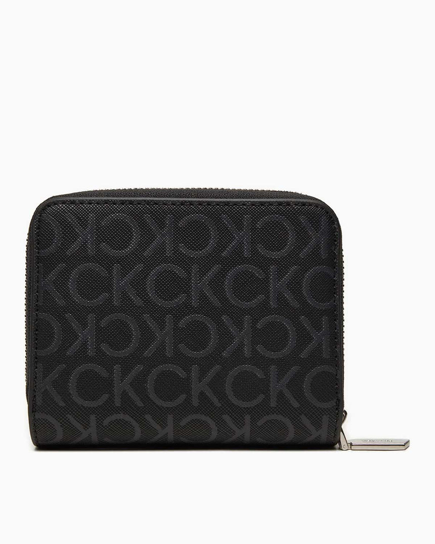 Calvin Klein Must Zip Around Monogram Baskılı Cüzdan Black Monogram