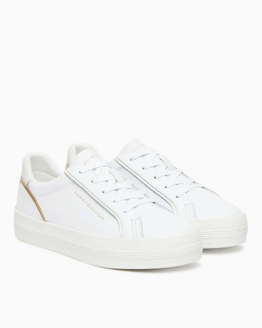 Tommy Hilfiger Kelsey Güçlendirilmiş Deri Kadın Sneaker White/Gold
