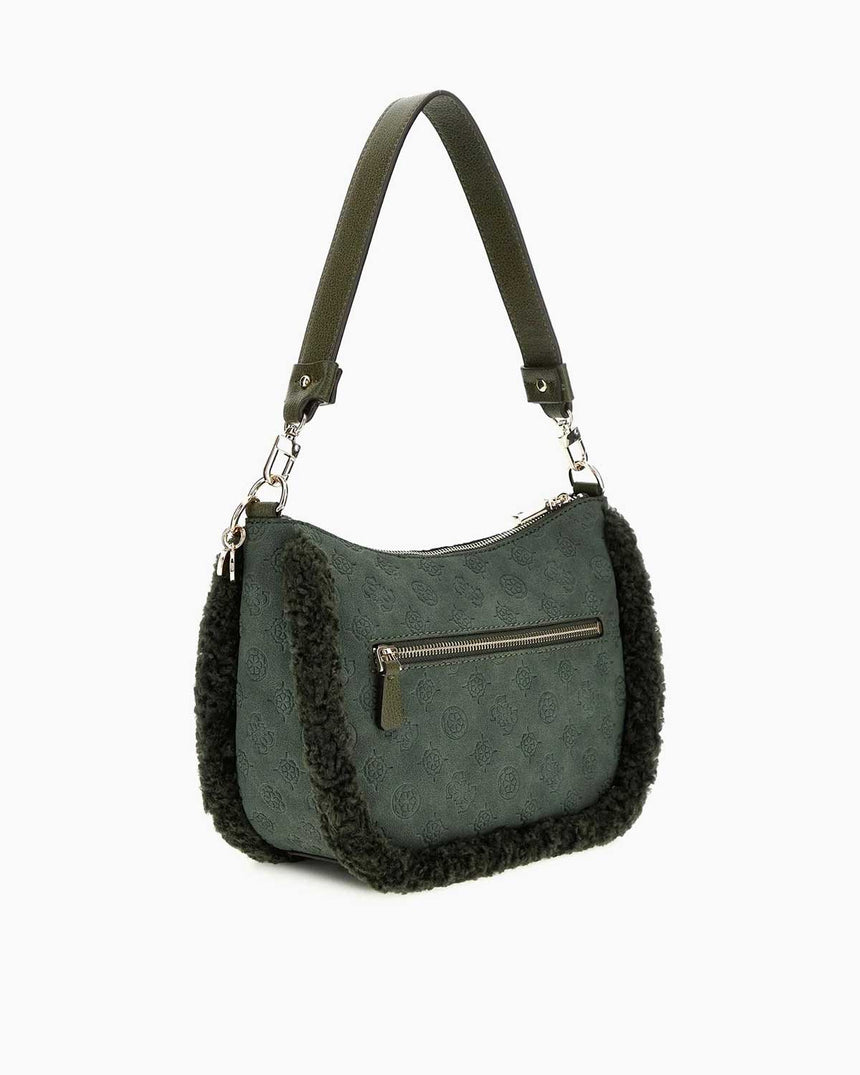 Guess Davika Hobo Monogram Baskılı Omuz Çantası Forest