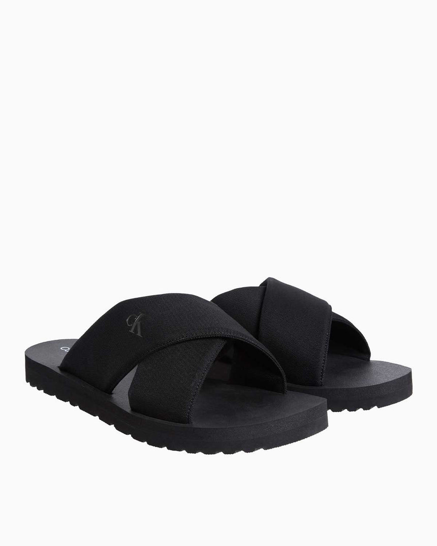 Calvin Klein Cross Flat Logolu Terlik Triple Black