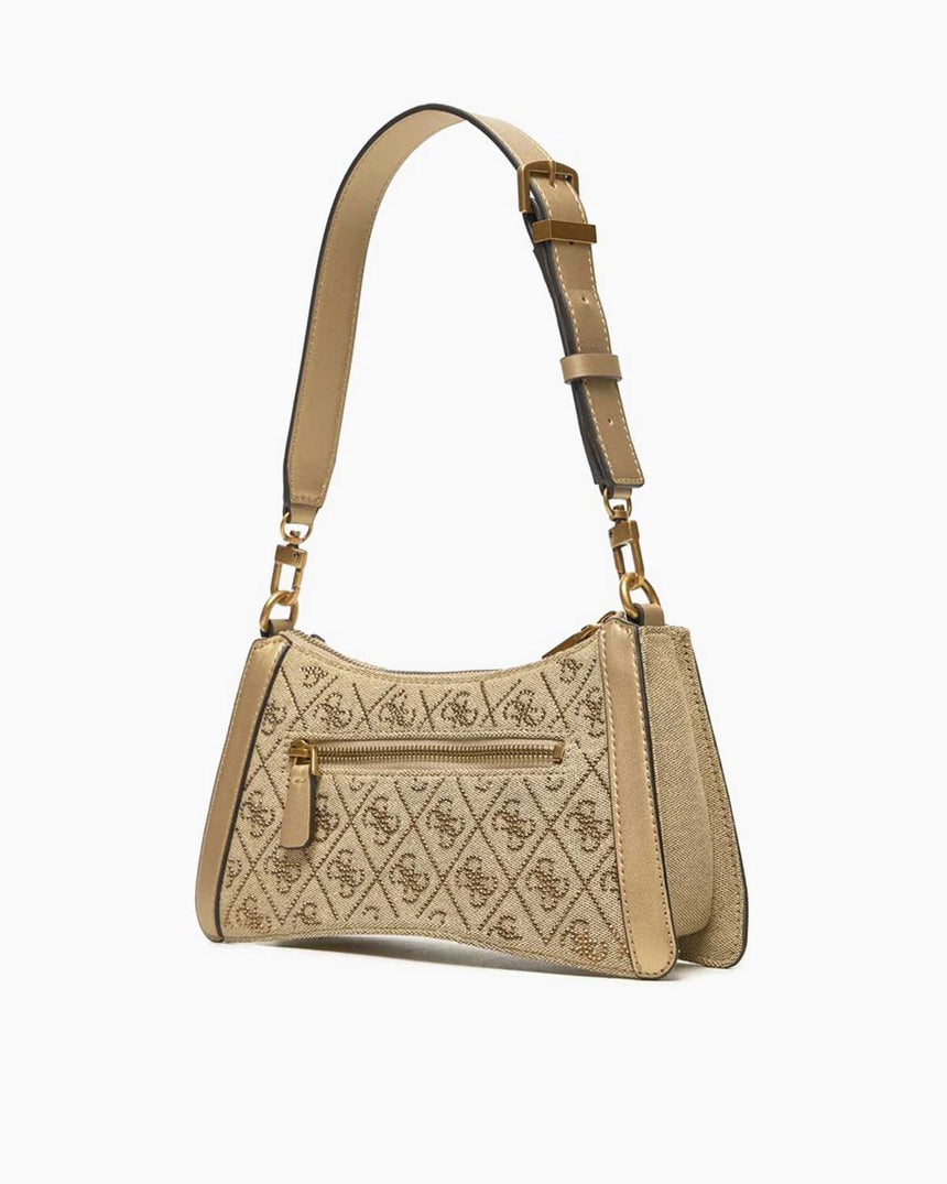 Guess Satchel Top Zip Shoulder Omuz Çantası Latte Logo