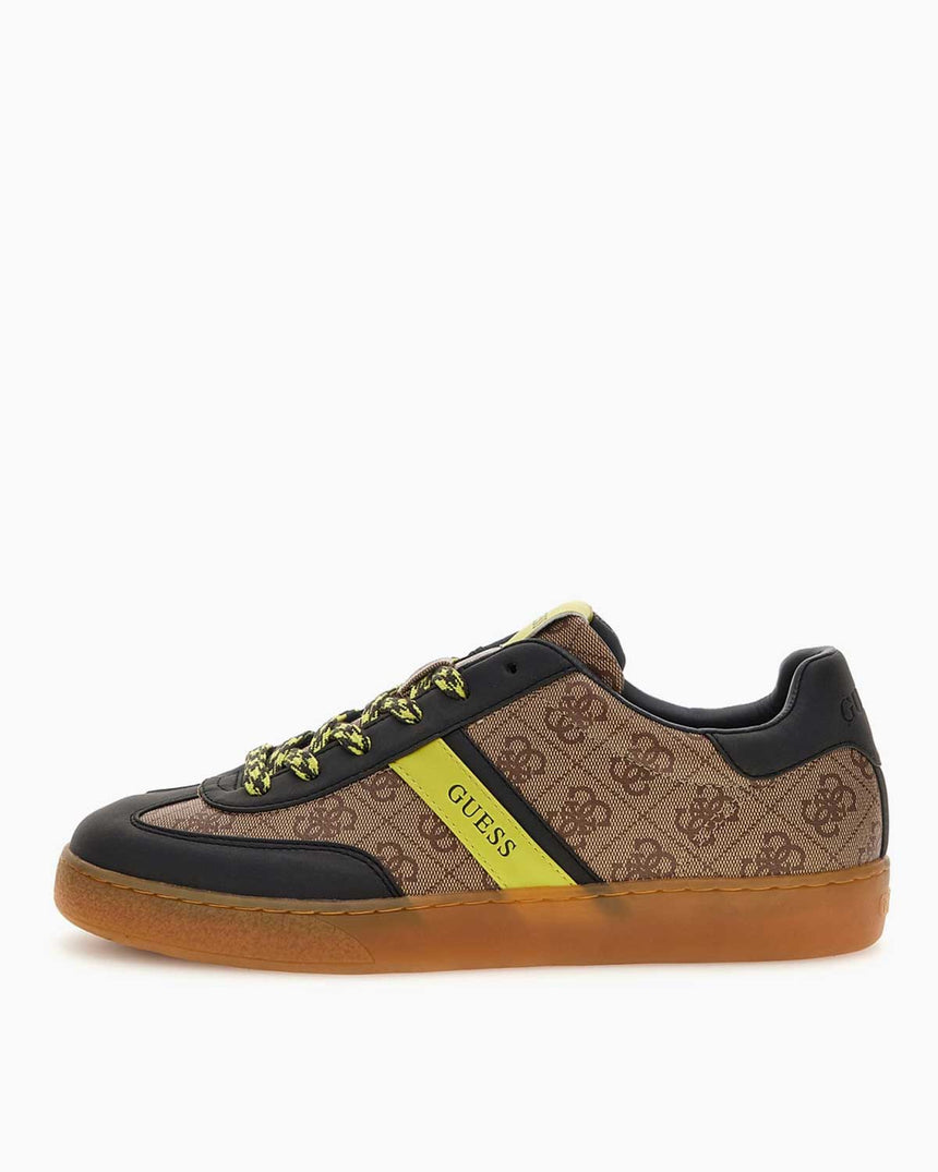 Guess Nola Monogram Baskılı Sneaker Brown Beige Lime