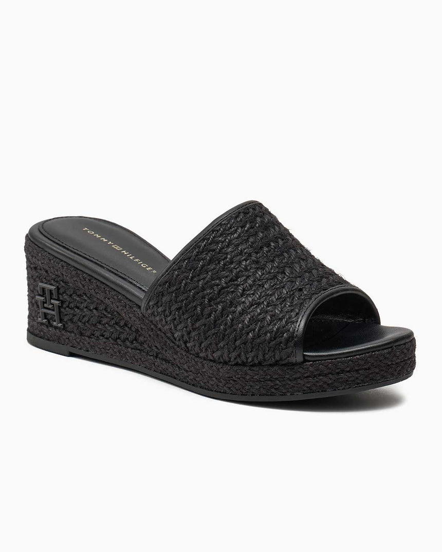 Tommy Hilfiger Rope Wedge Topuklu Sandalet Black