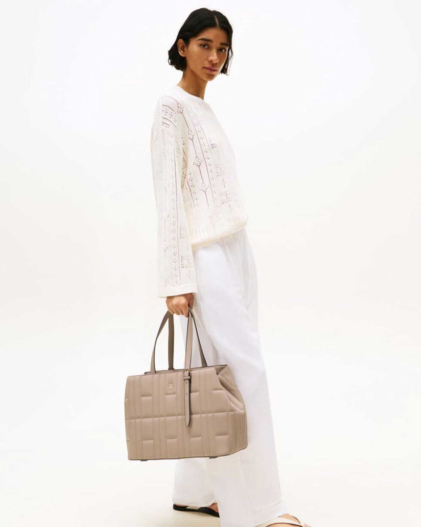 Tommy Hilfiger Feminen Kadın Tote Çanta Coastal Taupe