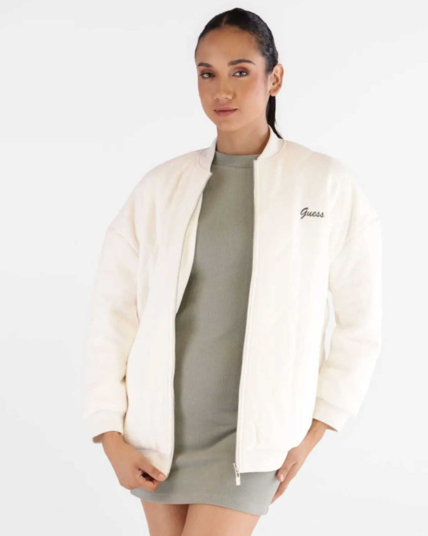 Guess Paulina Kadifemsi Kadın Aktif Ceket Spirit White