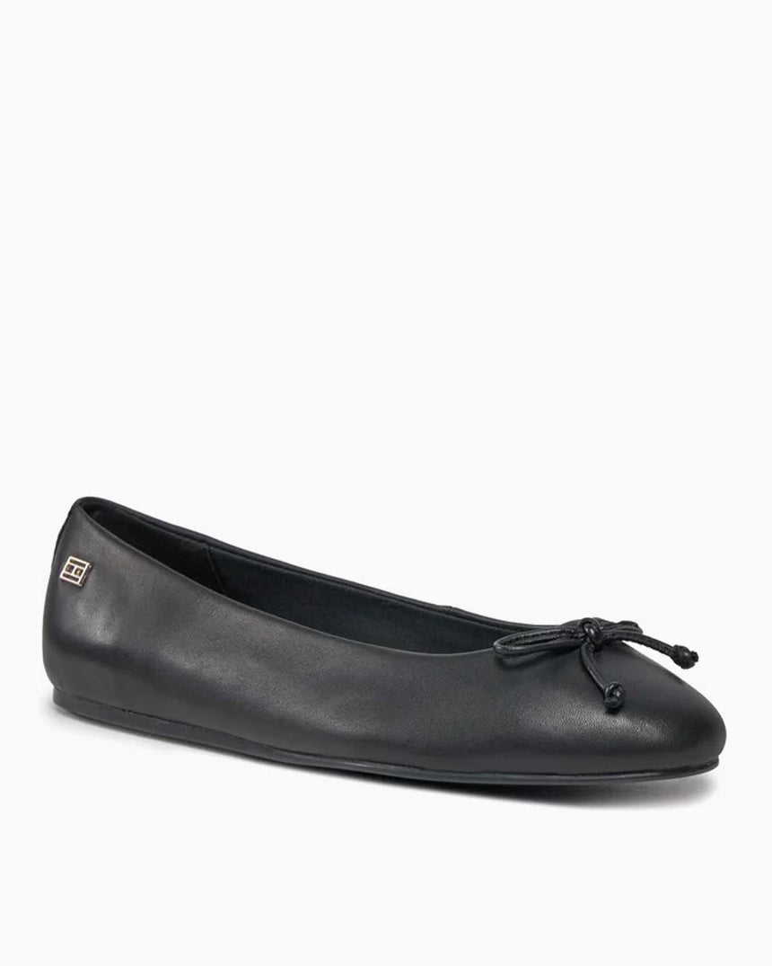 Tommy Hilfiger Essential Leather Ballerina Kadın Ayakkabı Black