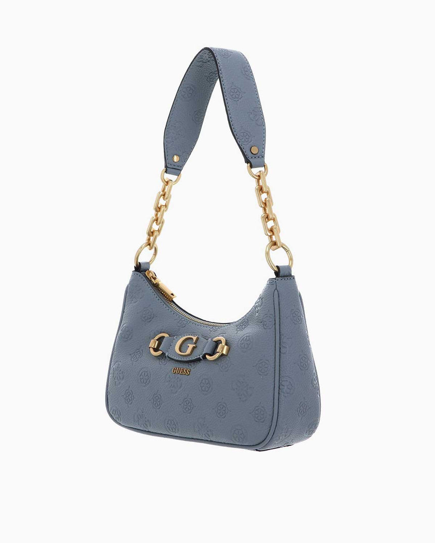 Guess Izzy Peony Zincir Detaylı Omuz Çantası Light Denim Logo