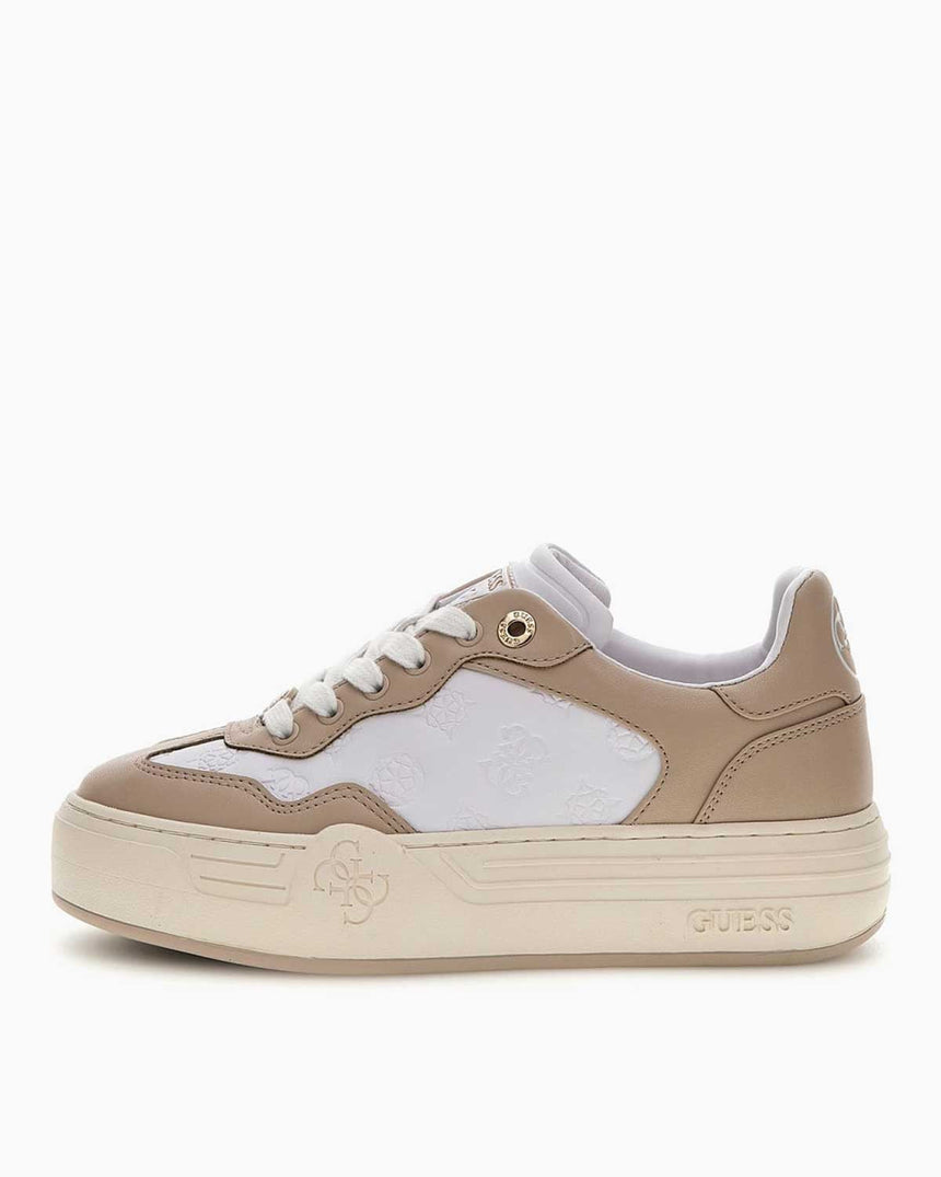Guess Swole Monogram Logo Detaylı Sneaker White Beige