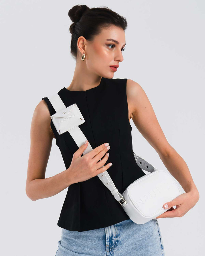 Nautica Mini Cüzdan Detaylı Çapraz Askılı Çanta Beyaz