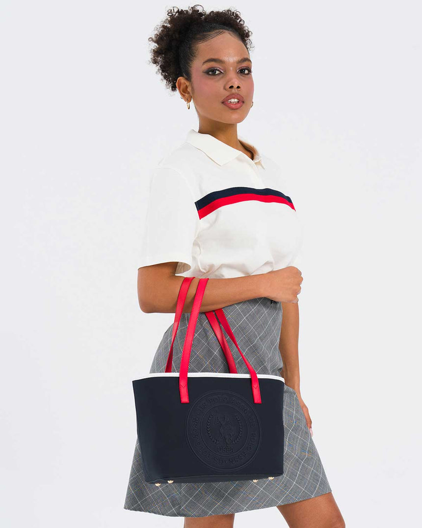 Us Polo Assn Logo Baskılı Omuz Çantası Lacivert - Kırmızı - Beyaz